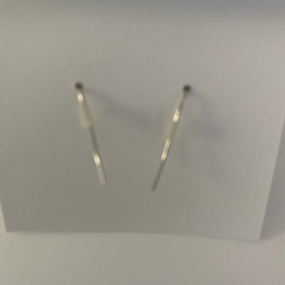 New Tory Burch Silver French Wire Logo Earings - Picture 4 of 5